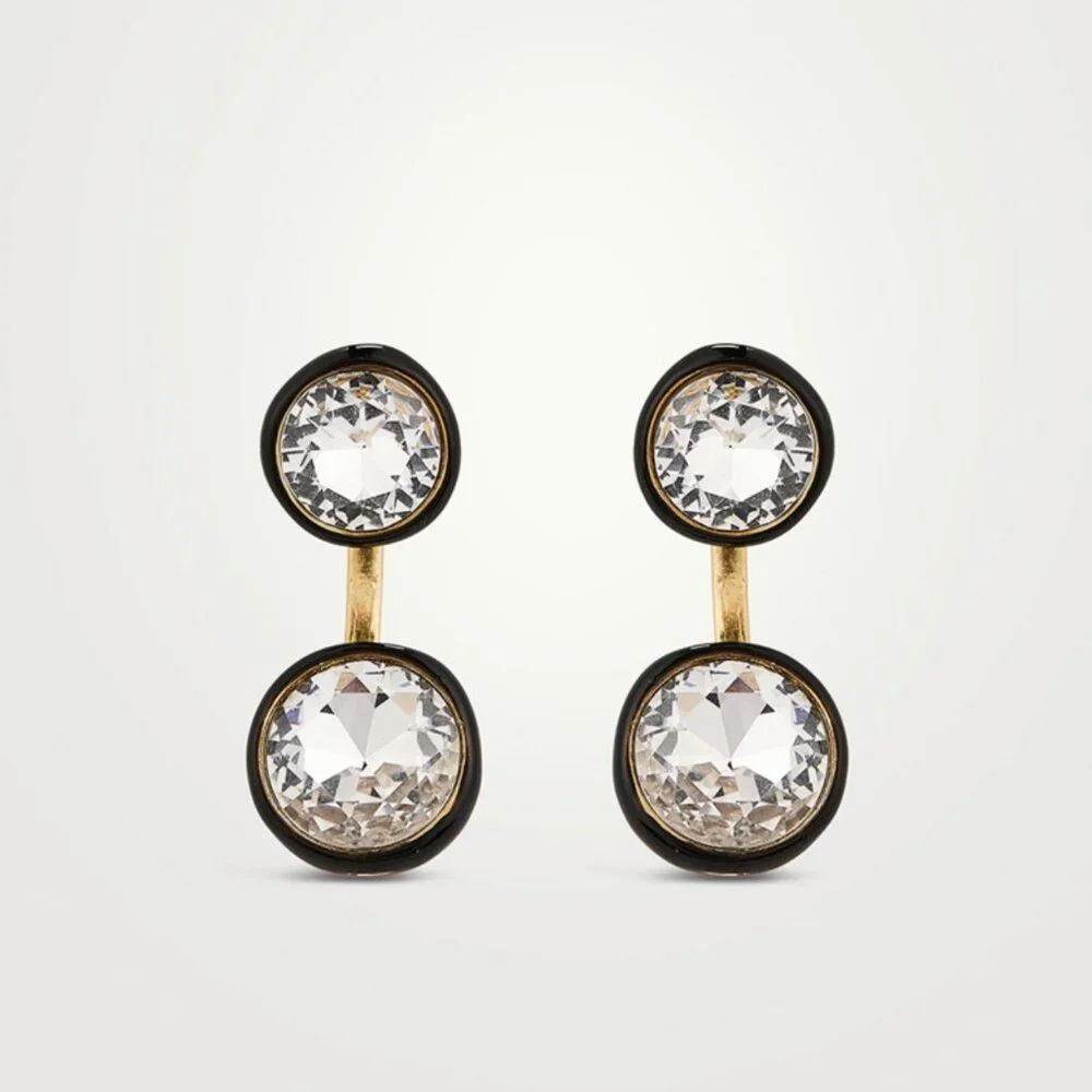 Roxanne Assoulin Enameled Bezel Double Stone Floating Earrings_3
